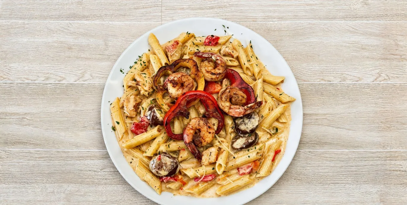 Mardi Gras Pasta in Creole cream sauce